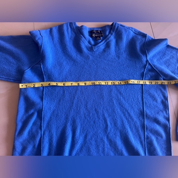 INC International Concepts Merino Wool sweater Blue V Neck soft long sleeve - Picture 6 of 14